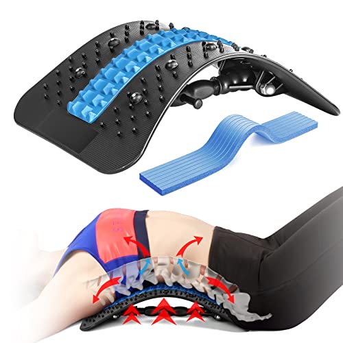 Back Stretcher for Lower Back Pain Relief,Fully Adjustable Multi-Level Spine Deck with Massage Points