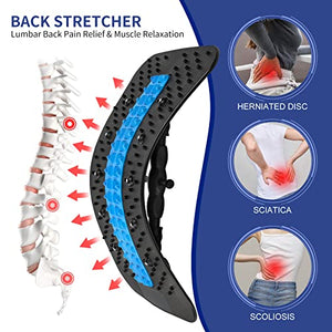 Back Stretcher for Lower Back Pain Relief,Fully Adjustable Multi-Level Spine Deck with Massage Points