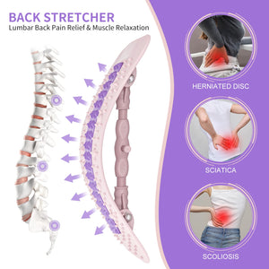 Back Stretcher for Lower Back Pain Relief,Fully Adjustable Multi-Level Spine Deck with Massage Points